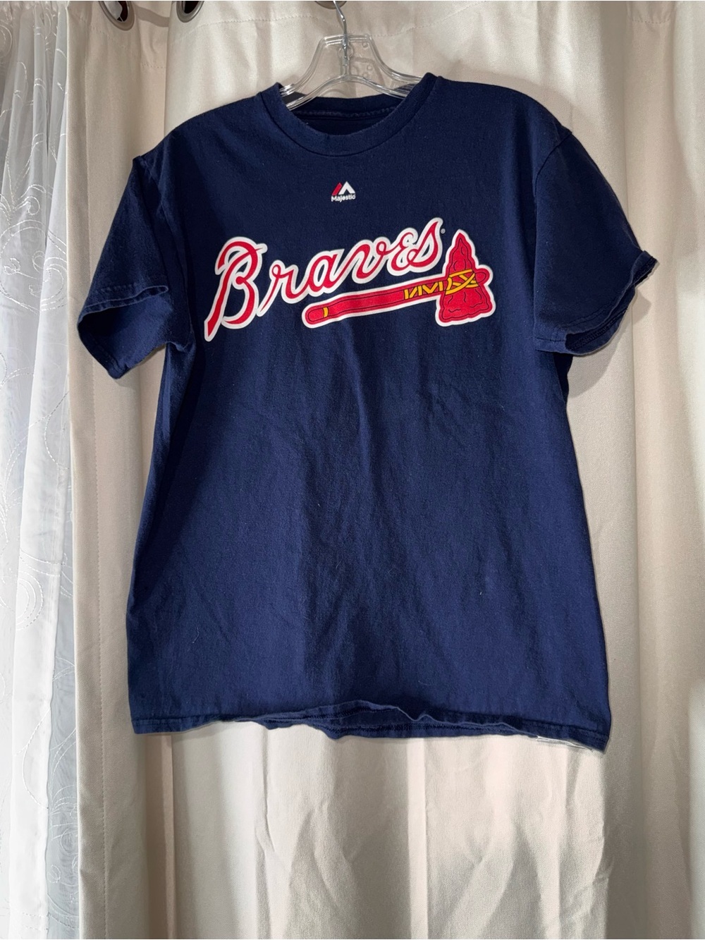 Majestic Navy Braves Short Sleeve Tee with Red & White Logo INCIARTE 11 size M